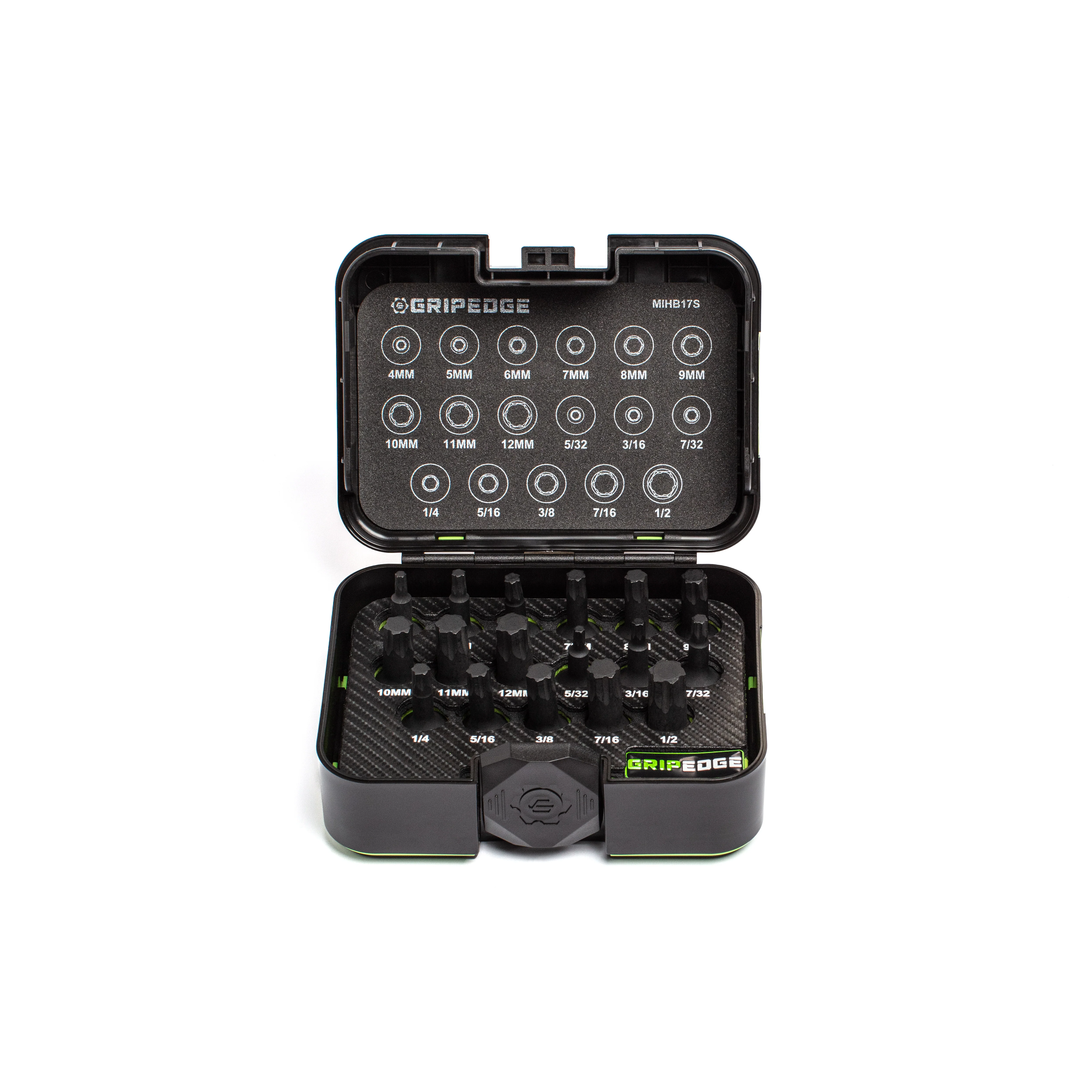 GripEdge | 17-PC RPT 3/8'' Drive Standard Metric & SAE Impact Hex Driver Set
