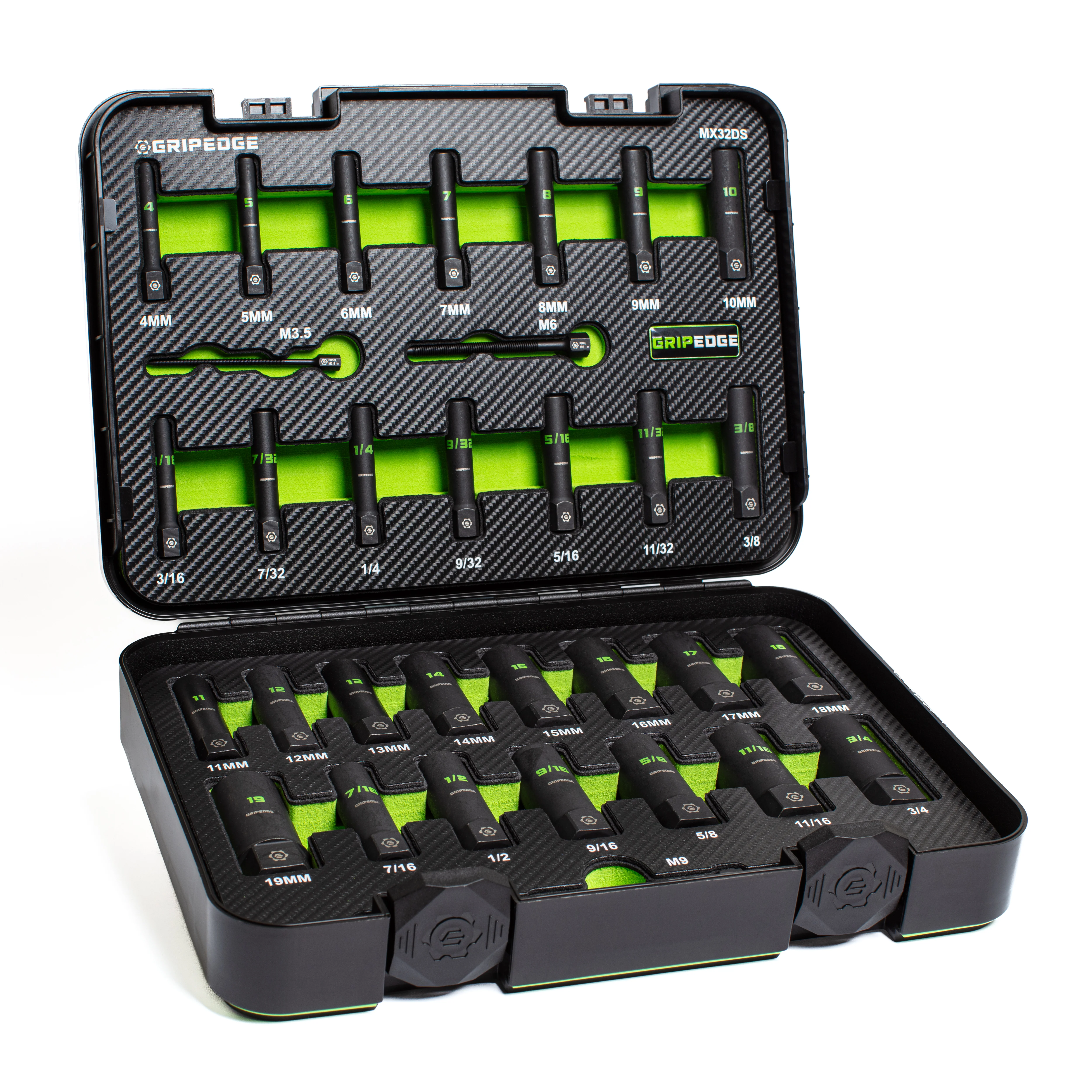 GripEdge | 32-PC G-FORS 1/4" & 3/8" Drive Deep Metric & SAE Master Socket Extractor Set - Image 2