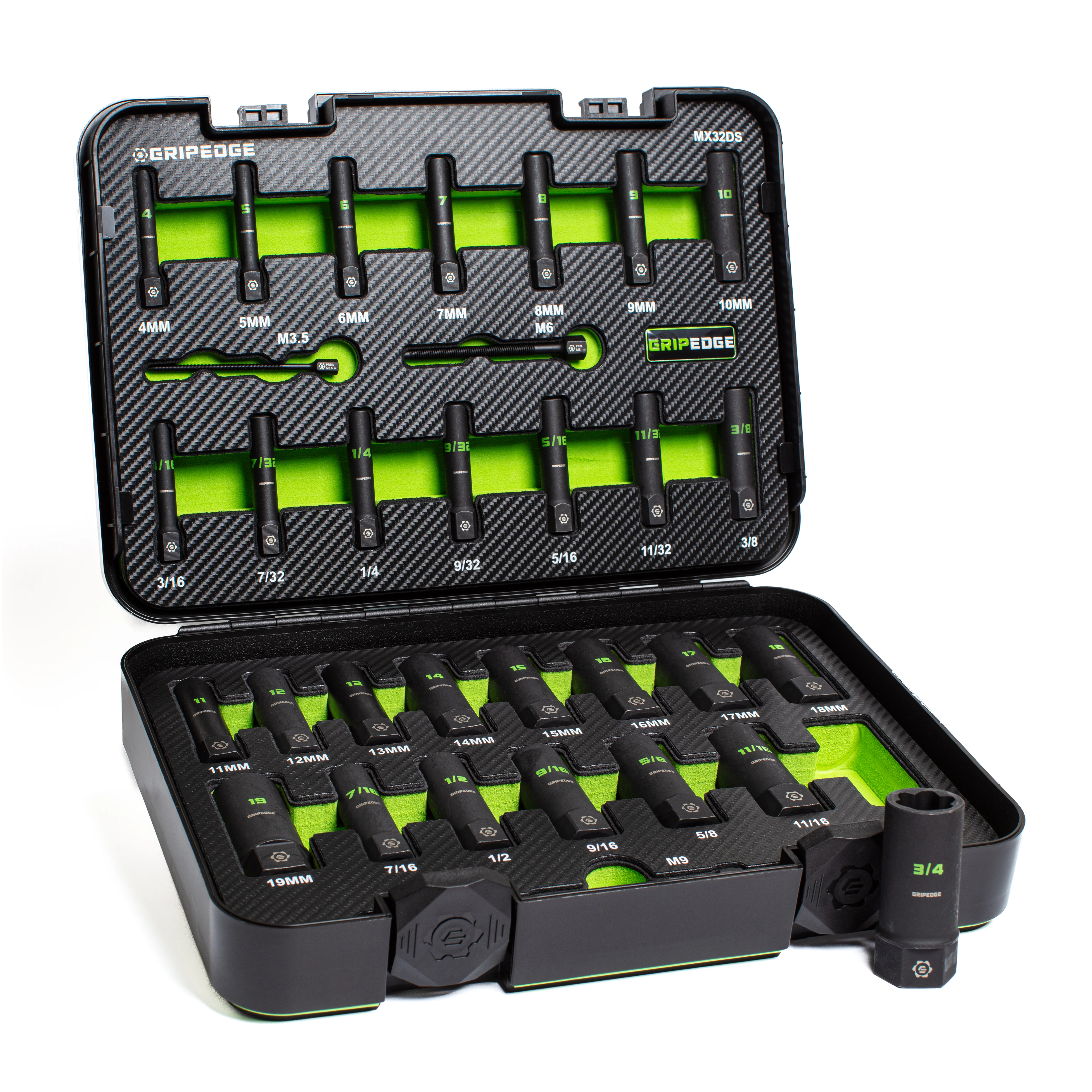 GripEdge | 32-PC G-FORS 1/4" & 3/8" Drive Deep Metric & SAE Master Socket Extractor Set - Image 3