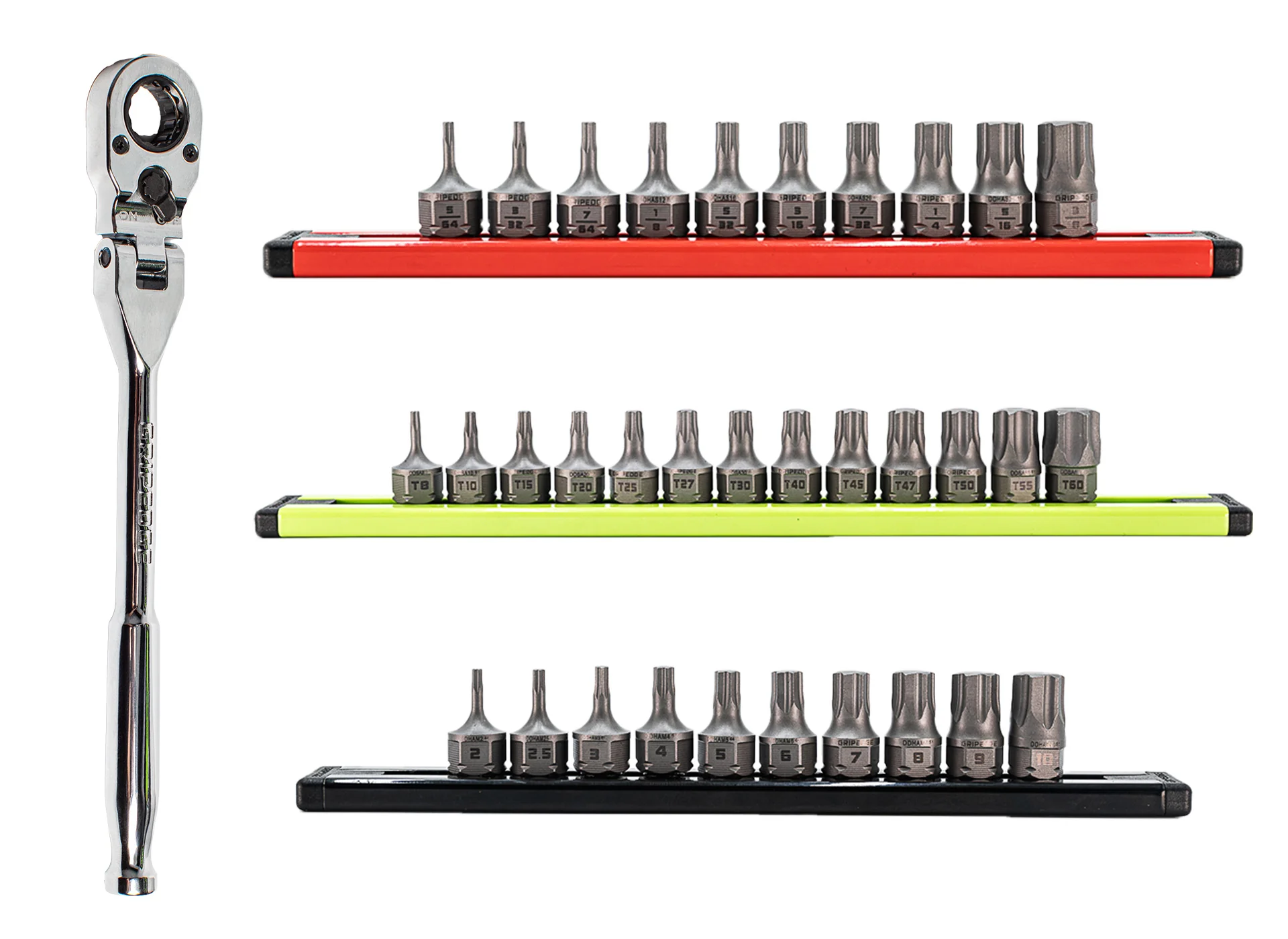 GripEdge | RPT 1/4" Drive Low-Profile Dual Action Driver Bits & Ratchet Bundle